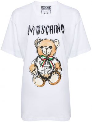 Kokvilnas t-krekls ar apdruku Moschino balts
