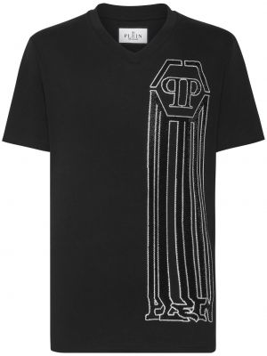T-shirt con stampa con scollo tondo Philipp Plein nero