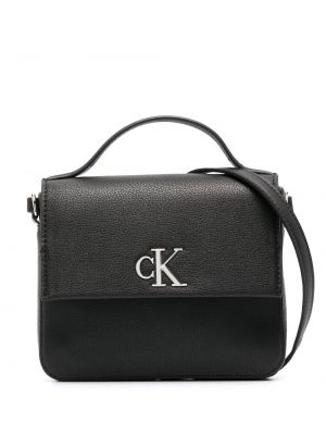 Кожени чанта за ръка Calvin Klein Jeans черно