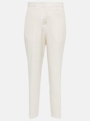 Vlnené rovné nohavice Jil Sander biela