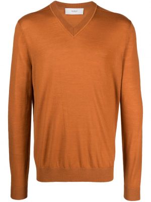 Volneni pulover z v-izrezom Pringle Of Scotland oranžna