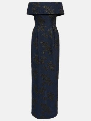 Žakárové dlouhé šaty Rebecca Vallance modrá