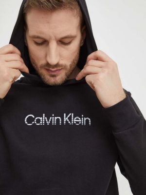 Pamut kapucnis melegítő felső Calvin Klein fekete