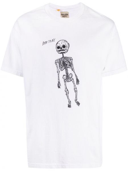 T-shirt z nadrukiem z krótkim rękawem Gallery Dept. - biały