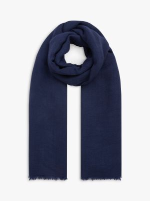 Шерстяной шарф в елочку John Lewis синий