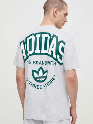 Bavlněné tričko s potiskem Adidas Originals šedé