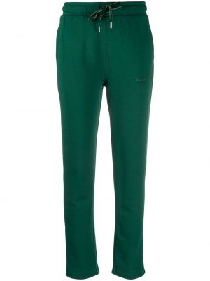 Bavlnené teplákové nohavice s výšivkou Tommy Hilfiger zelená