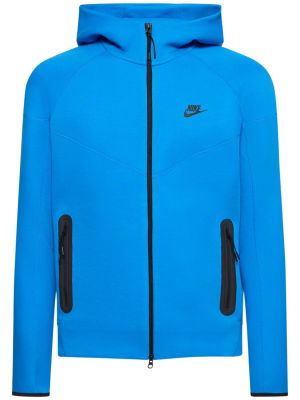 Fleecová mikina s kapucňou na zips Nike modrá