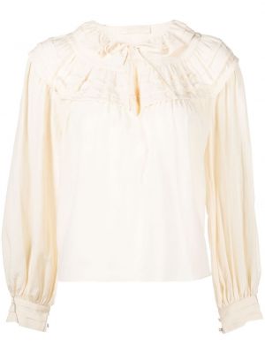 Jedwabna bluzka z falbankami Ulla Johnson biała