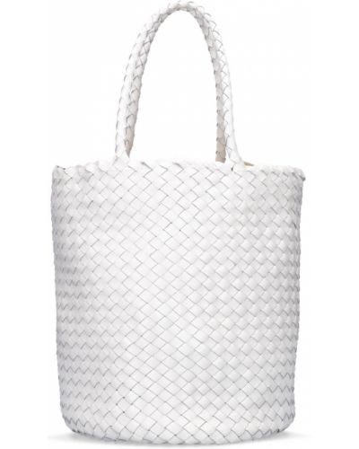 Плетени кожени чанта за ръка Dragon Diffusion бяло