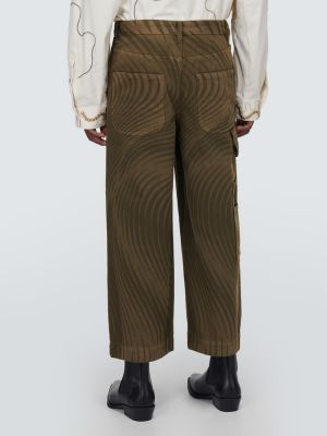 Pamučne hlače s printom Dries Van Noten smeđa