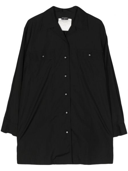 Kokvilnas garš krekls ar pogām Chanel Pre-owned melns