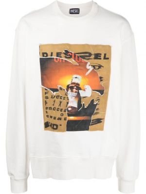 Zerrissener sweatshirt mit print Diesel weiß