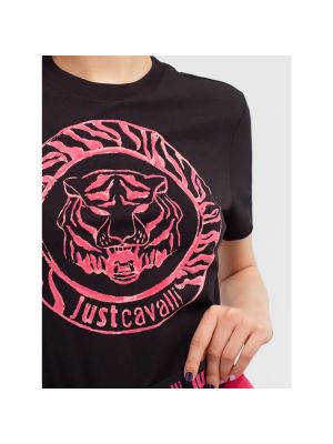 Camiseta con rayas de tigre Just Cavalli negro