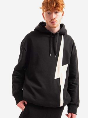 Pamučna hoodie s kapuljačom Neil Barrett crna