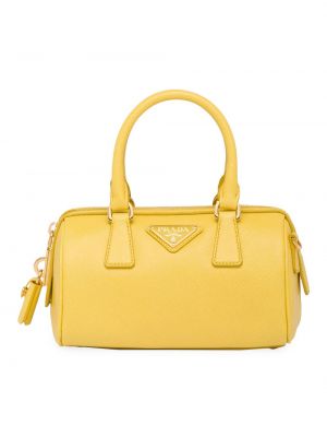 Кожаная сумка Prada желтая