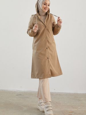 Fleece παλτό με κουκούλα Instyle μπεζ