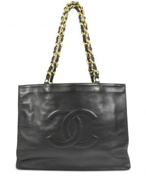 Chanel Pre Owned 1990s CC stitched leather tote bag - ShopStyle