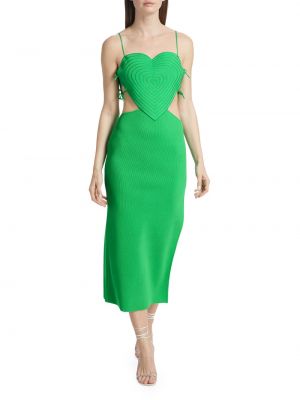 Трикотажное платье миди с сердечками Mach & Mach зеленое