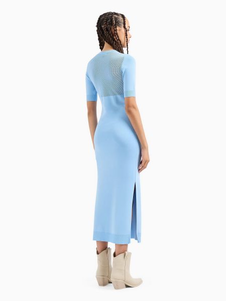 Длинное платье из вискозы Armani Exchange голубое