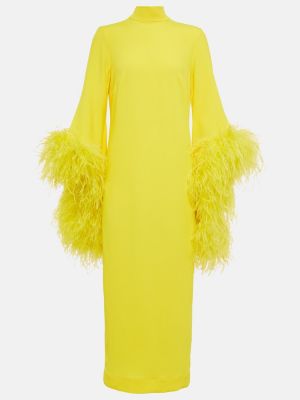 Midi haljina sa perjem Taller Marmo žuta