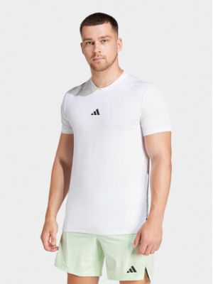 Slim fit tričko Adidas bílé
