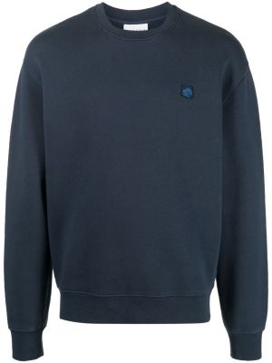 Памучен пуловер с кръгло деколте Maison Kitsuné синьо