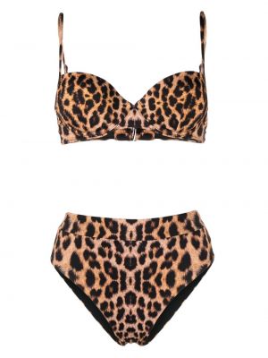 Bikini à imprimé à imprimé léopard Noire Swimwear