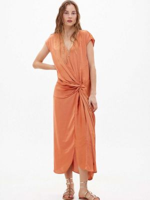 Атласное платье миди Hoss Intropia оранжевое