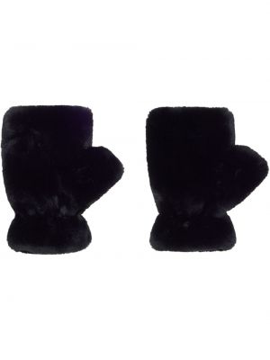 Mănuși cu blană cu imprimeu animal print slip-on Apparis - negru
