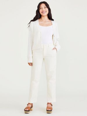 Pantalones chinos de cintura alta de pana Dockers blanco