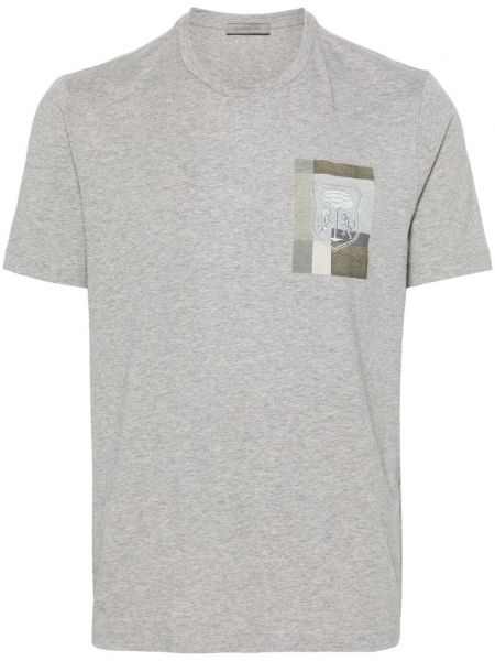 T-shirt brodé col rond Corneliani gris