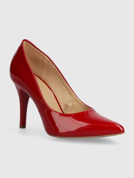 Кожаные туфли на каблуке на высоком каблуке Wojas красные