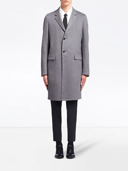 Kašmírový kabát Prada šedý