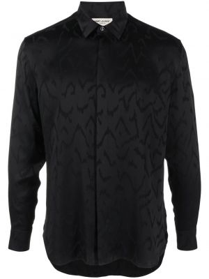Σατέν πουκάμισο με σχέδιο με αφηρημένο print Saint Laurent μαύρο