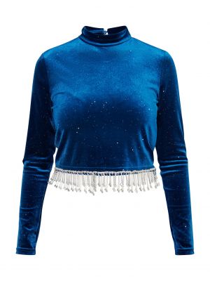 Skaidrus marškinėliai ilgomis rankovėmis Faina mėlyna