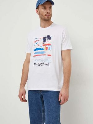 Koszulka bawełniana z nadrukiem Paul&shark biała