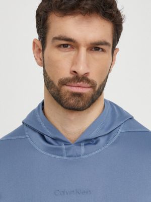 Bluza z kapturem z nadrukiem Calvin Klein Performance niebieska