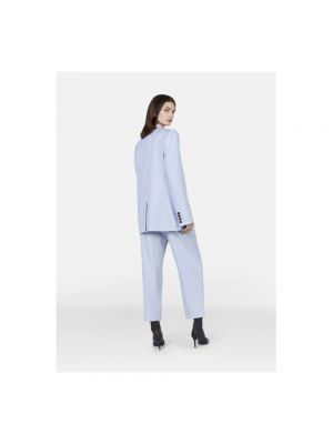 Pantalones cortos de lana plisados de franela Stella Mccartney azul