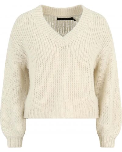 Jednofarebný priliehavý sveter s výstrihom do v Vero Moda Petite - béžová