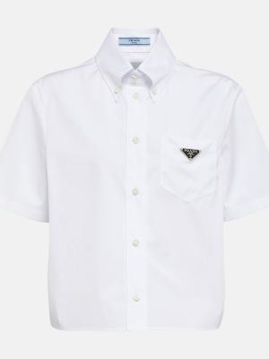 Βαμβακερό πουκάμισο από ζέρσεϋ Prada λευκό