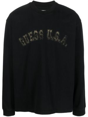 Raštuotas džemperis apvaliu kaklu Guess Usa juoda