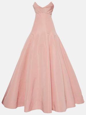 Svilena dolga obleka Monique Lhuillier roza