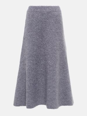 Kašmírová hodvábna midi sukňa Gabriela Hearst sivá