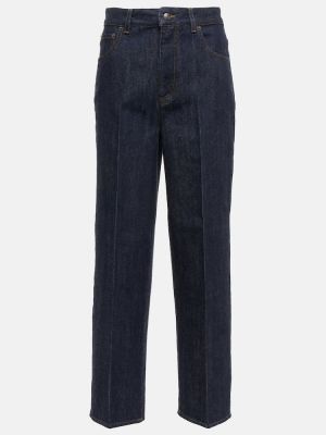 Straight fit džíny s vysokým pasem Loro Piana modré