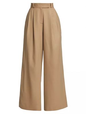 Широкие брюки из плиссированной шерсти Barneys New York, camel
