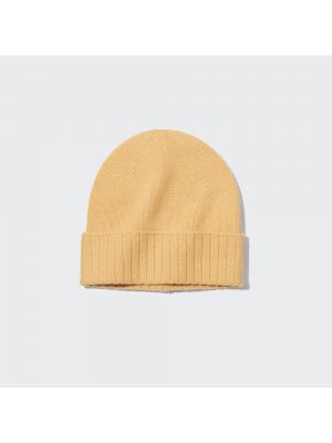 Кашемировая шапка Uniqlo желтая