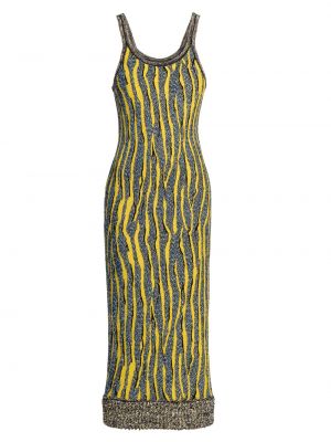 Вязаное жаккардовое миди-платье с животными Bottega Veneta желтый