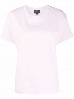 Bavlněné tričko s potiskem A.p.c. růžové