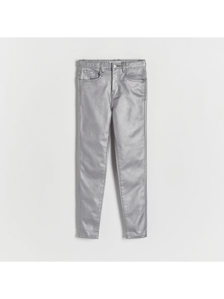 Slim fit skinny džíny s vysokým pasem Reserved stříbrné